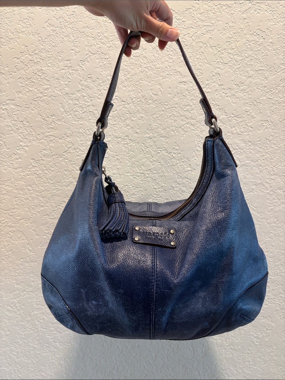 Kate Spade Classic Navy Leather Hobo Bag Denim